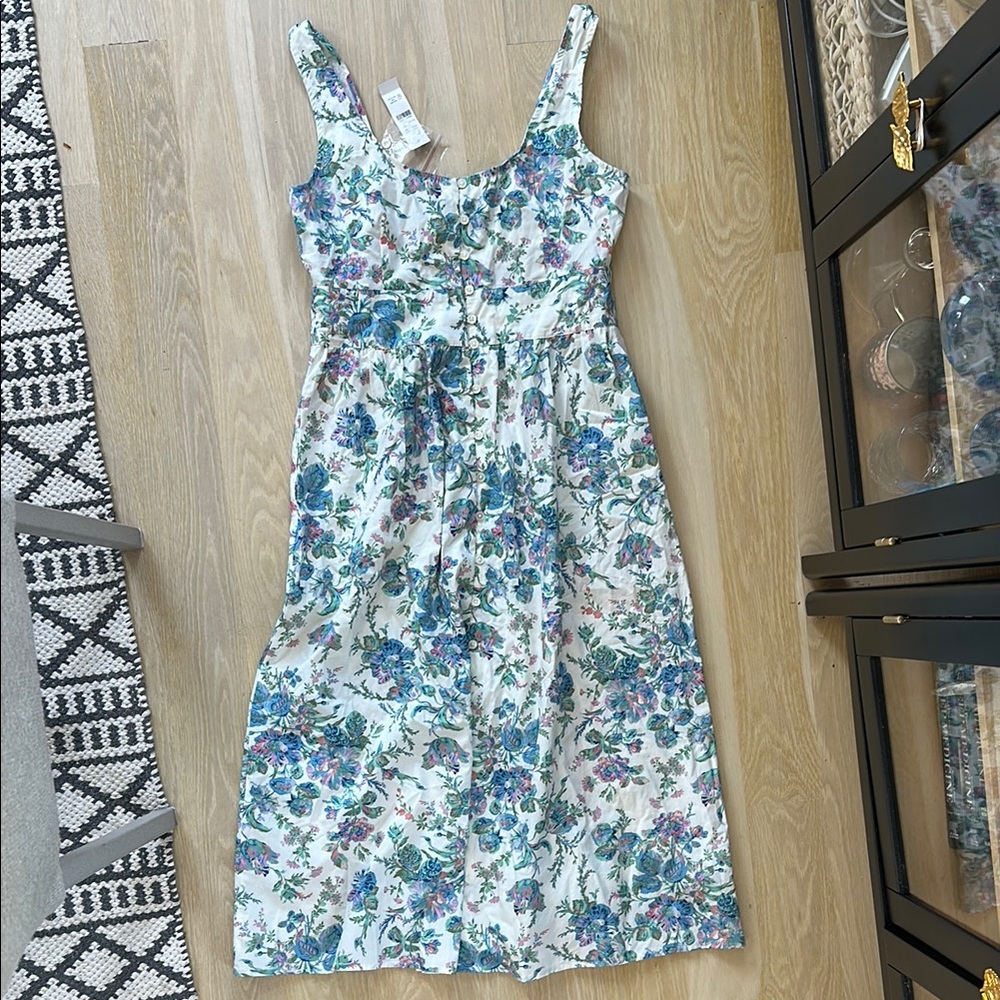 NWT J Crew Button Front Cotton Poplin Dress in English Garden